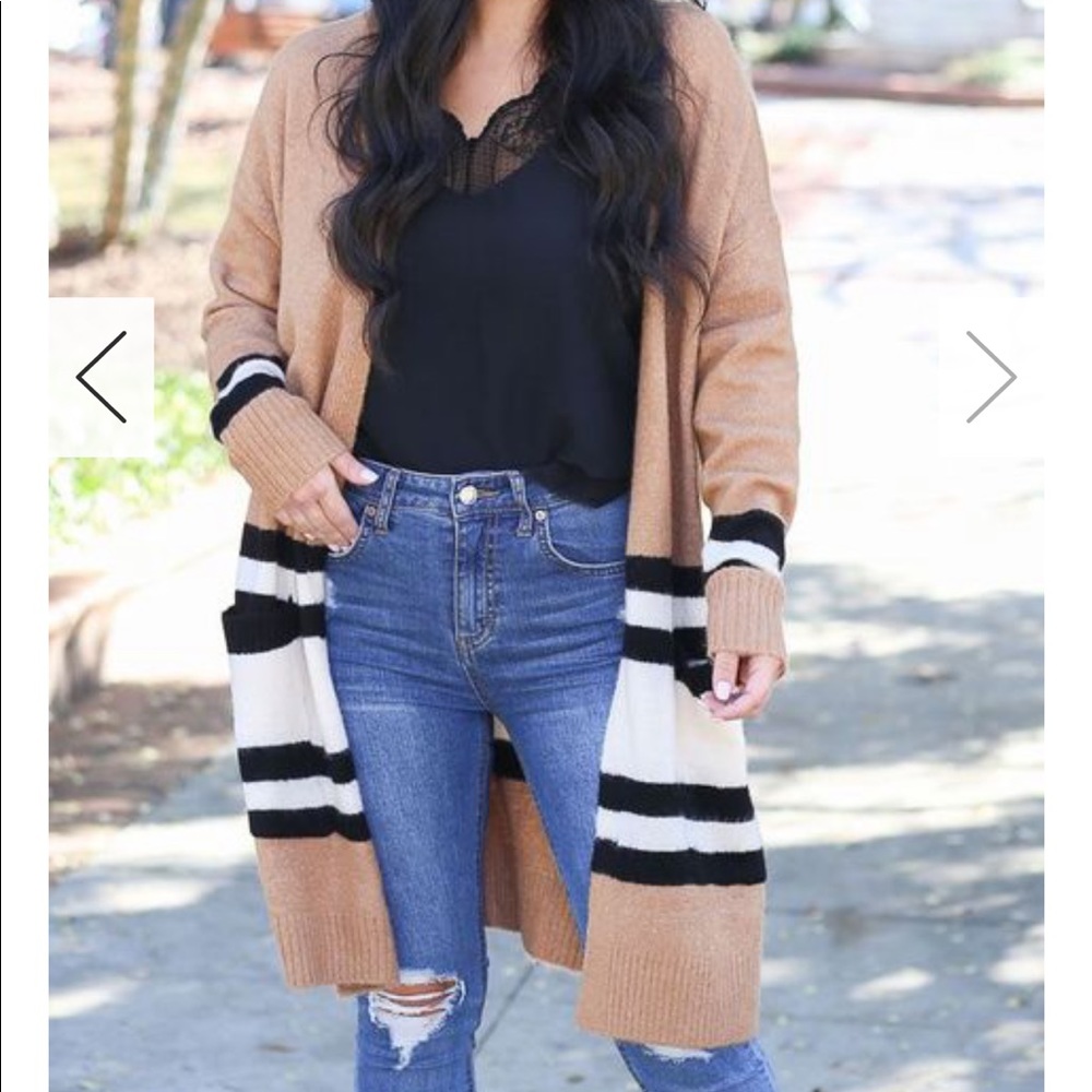 SOLD - DREAMERS LONG LINE CARDIGAN IN CAMEL - Picture 3 of 6